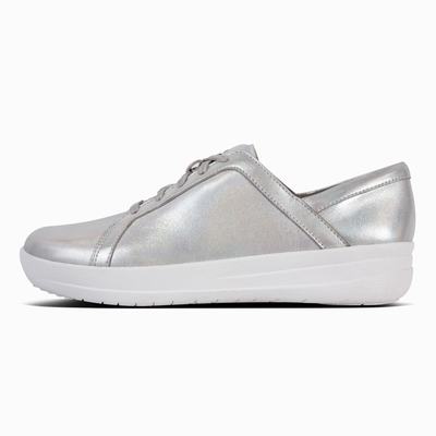 Fitflop F-Sporty II Leather Lace-Up Sneakers Dame, Sølv 643-H94